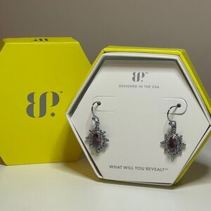 bp Silver and Purple Dangle Earrings